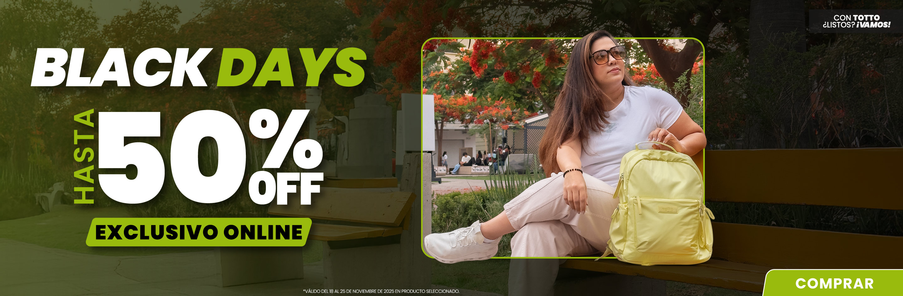 Black Days Totto con hasta 50% OFF en maletas, mochilas, ropa, bolsos y accesorios seleccionados